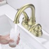 Cobbe Brushed Gold Bathroom Faucet 2-Handle with 360 Degree Rotating Spout, 4-inch Centerset Vanity Sink with Pop-Up Drain and Supply Hoses - 4 of 4