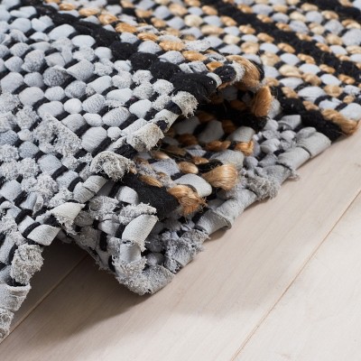 Mod-Chic Gray and Natural Handwoven Cotton-Cowhide Area Rug - 2' x 3'