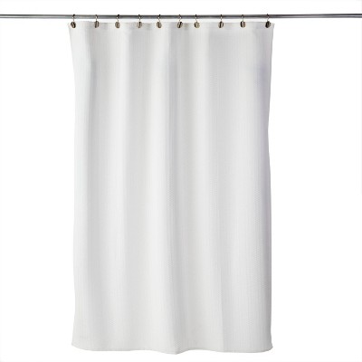 Longborough Shower Curtain White - SKL Home: Polyester Bath Curtain, Machine Washable, Buttonhole Top