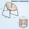 3 Piece Acapulco Chair Set, All-Weather Modern Patio Furniture Set with Cushions, Plastic Rope, Glass Top Table and 2 Chairs - 2 of 4