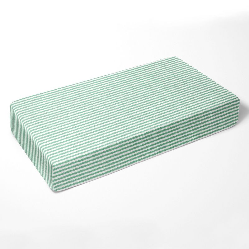 Bacati - Mint Stripes Muslin 100 percent Cotton Universal Baby US Standard Crib or Toddler Bed Fitted Sheet, 2 of 6