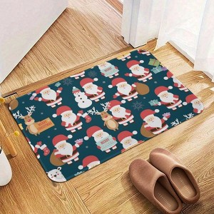 Christmas Santa Claus Pattern Bathroom Rugs Winter Bath Mat Absorbent Non Slip Bathroom Mat Christmas Soft Floor Carpet 16x20 Inches - 1 of 1