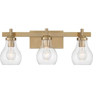 Possini Euro Design Danvers Modern Wall Light Warm Brass Metal Hardwired 22 1/2" 3-Light Fixture Clear Globe Glass for Bedroom Bathroom - 1 of 4