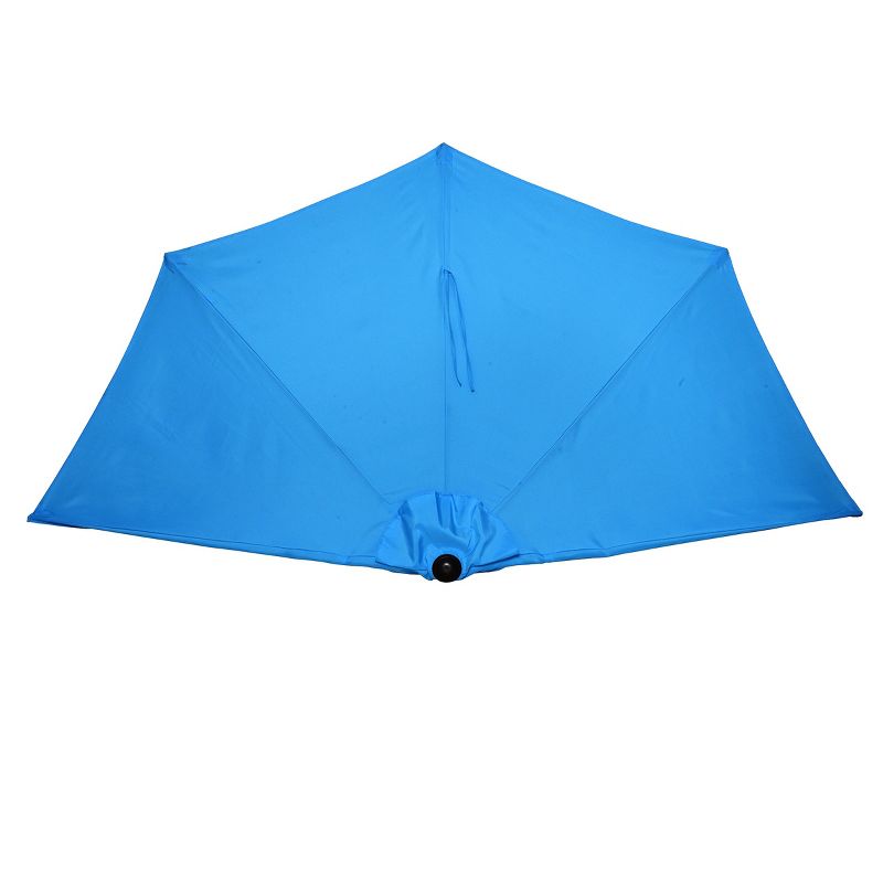 Half Round Patio Umbrella with Easy Crank – Compact 9ft Semicircle Outdoor Shade Canopy for Balcony, Porch, or Deck by Nature Spring (Blue), 4 of 8