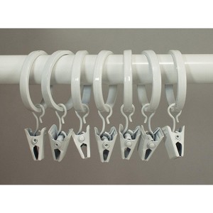 1 1-8inch Zinc Cast Curtain Drapery Flat Rings with Clips, Set of 7 - 1 of 2