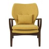 Mid-Century Fabric Club Chair,26.25" Upholstered Accent Chair with Wood Frame and Pillow for Living Room-Baofuwish - 3 of 4
