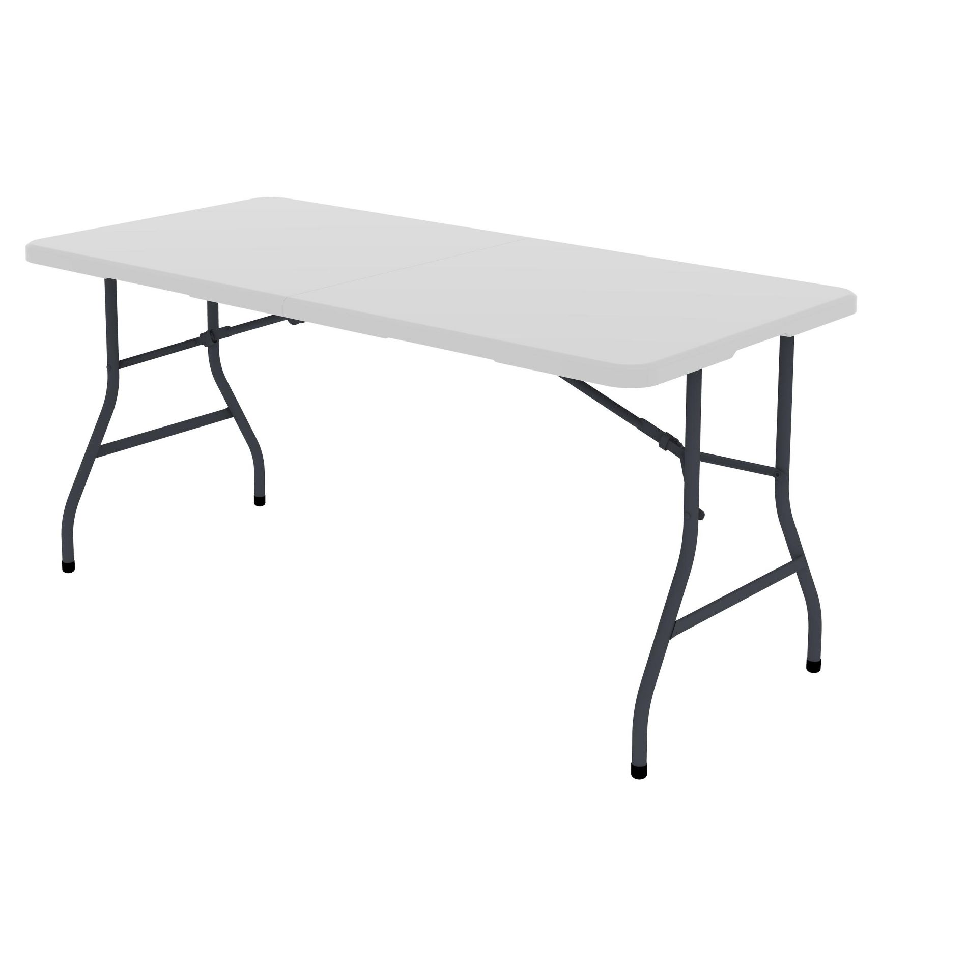 MAYEERTY 5FT White Rectangular HDPE Fold-in-Half Folding Table, Steel Frame, UV Stain Resistant Indoor Outdoor Event Table