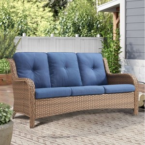 Gymojoy Outdoor 3-Seat Sofa PE Wicker Sofa Rattan Patio Sofa Couch For Garden - 1 of 4