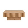 Oval/Square Coffee Table Minimalist Fluted Center Table Accent Table, Natural Ash/Walnut/Matt Black-ModernLuxe - 2 of 4