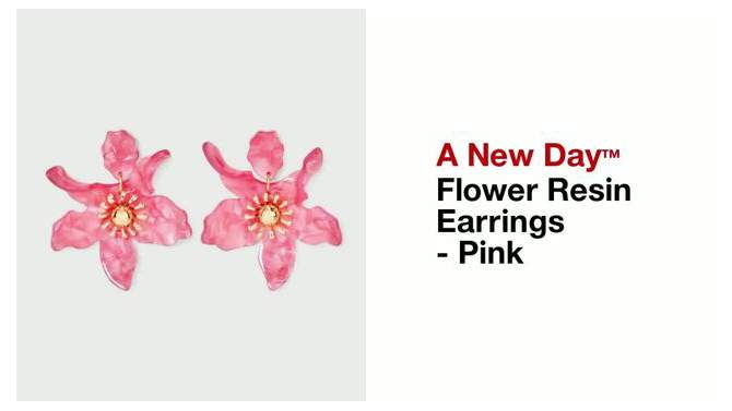 Flower Resin Earrings - A New Day&#8482; Pink, 2 of 5, play video