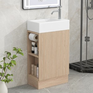 Whisen Modern Bathroom Vanity with Sink, Bathroom Vanity Cabinet with Two-tier Shelf - 1 of 4