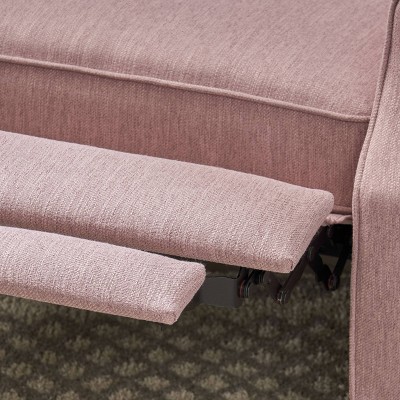 Blush Harmony Oversized Tufted Wingback Recliner in Dark Brown Wood
