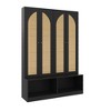 Vynxaria Farmhouse Widen Hall Tree with 4 Rattan Doors, 4-in-1 Seating Bench, Black, 55.1"W - 4 of 4