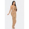 Slickblue Women's Front Eyelet Buckle Belt Crop Top & Maxi Skirt Set, Sleeveless, Taupe/Black, Size S-L - 2 of 4