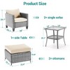 Sonkuki 5 Pieces PE Rattan Furniture Set with Side Table, Patio Chair with Washable Cushion, Ottomans for Balcony, Porch and Yard - 3 of 4