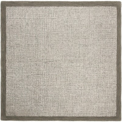 Ivory Abstract Tufted Wool Square Rug 6'x6'