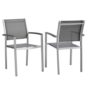 Modway Shore Dining Chair Outdoor Patio Aluminum Set of 2 Silver Gray - 1 of 4