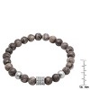 Steeltime Men's diluted gray beaded bracelet with stainless steel and simulated diamond accents - 3 of 4