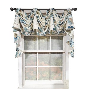 RLF Home Samanta 3" Tab Top Luxurious and Elegant Window Treatment 3-Scoop Victory Swag 56" x 18" Blue - 1 of 4