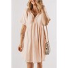Amaryllis Women's Boho Babydoll Dress Short Sleeve V-Neck Embroidered Trim Flowy A-Line Mini Dress Casual Style - 3 of 4