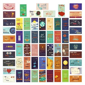 Paper Junkie 60 Pack Romantic Lunch Box Love Notes for Him, Her, Husband, Wife, Mini Inspirational Note Cards, 2 x 3.5 In - 1 of 4