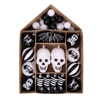 40pc Halloween Skeleton Black and White Ornament Set| OrnamentallyYou