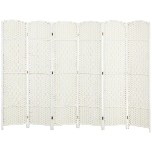 Folding Room Divider Screen 6 Panel 6' Tall Privacy Screen Freestanding Wood Partition for Home Office - 1 of 4