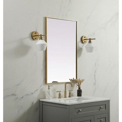 Elegant Brass Framed Full Length Rectangular Bathroom Mirror