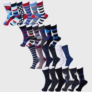 Alpine Swiss Mens Cotton 24 Pack Dress Socks Solid Ribbed Argyle Shoe Size 6-12 - 1 of 4