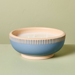 4-Wick Rim Stripe Ceramic Sun and Citron Ceramic Jar Candle Blue - Hearth & Hand™ with Magnolia - 1 of 4