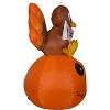 Gemmy Airblown Inflatable Pumpkin and Turkey with Happy Thanksgiving Banner, 4.5 ft Tall, Orange - 3 of 4