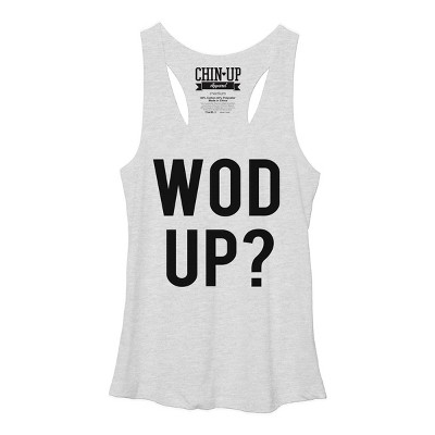 Women's Chin Up Wod Up Racerback Tank Top - White Heather - Medium : Target