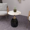 LeisureMod Side Table Round Sintered Stone Top Modern Accent Table with Stainless-Steel Base Chic End Table Oslo Series - 2 of 4