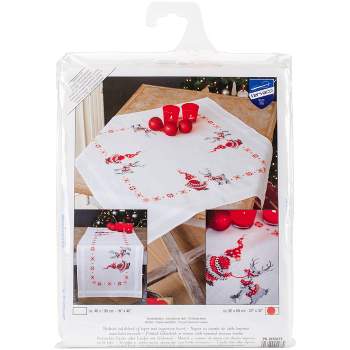 Vervaco Stamped Tablecloth Cross Stitch Kit 32"X32"-Christmas Elves