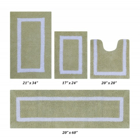 20x60 Hotel Collection Bath Rug White/sage - Better Trends : Target