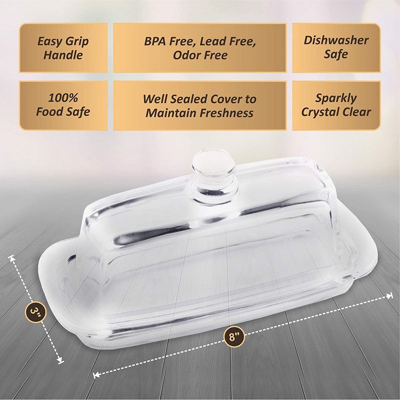 Bezrat Glass Butter Dish with Lid and Handles, 3 of 4