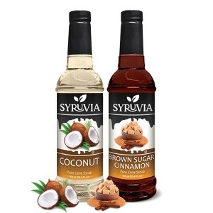 Syruvia Coffee Flavors Variety Pack: Brown Sugar Cinnamon & Coconut 25.4 fl oz Syrup - 1 of 4