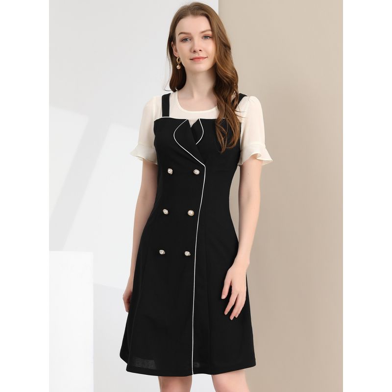 Allegra K Women's Contrast Button Decor Short Sleeve Chiffon Summer Dresses, 2 of 7