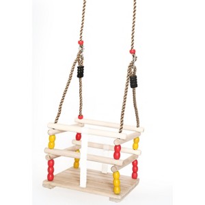 PLAYBERG Wooden Baby Swing with Hanging Ropes, for Babies and Toddlers - 1 of 4