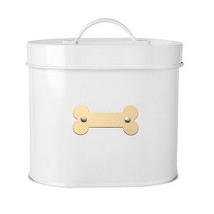 Park Life Designs 50 fl oz Cheshire Oval Dog Treat Canister Food Storage Container - White - 1 of 4