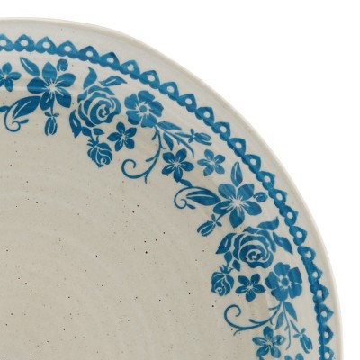 Hayden Blue Floral Ceramic 12-Piece Dinnerware Set, Service for 4