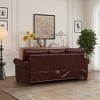 82.65" Navy Blue Faux Leather Round Arm Sofa with Storage and Silver Nailhead Trim - 3 of 4