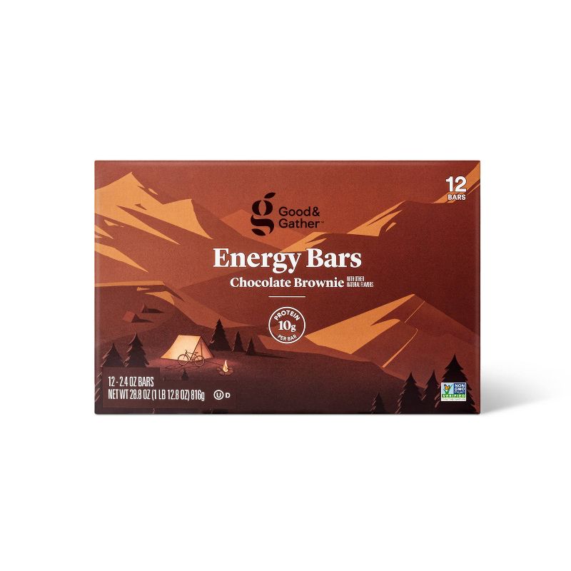 Energy Bars Chocolate Brownie - 28.8oz/12ct - Good &#38; Gather&#8482;, 1 of 6