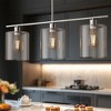 YANSUN 3-Light Brushed Nickel Modern Island Pendant Light Fixtures, Linear Chandelier Hanging Light with Clear Glass Shade - 3 of 4