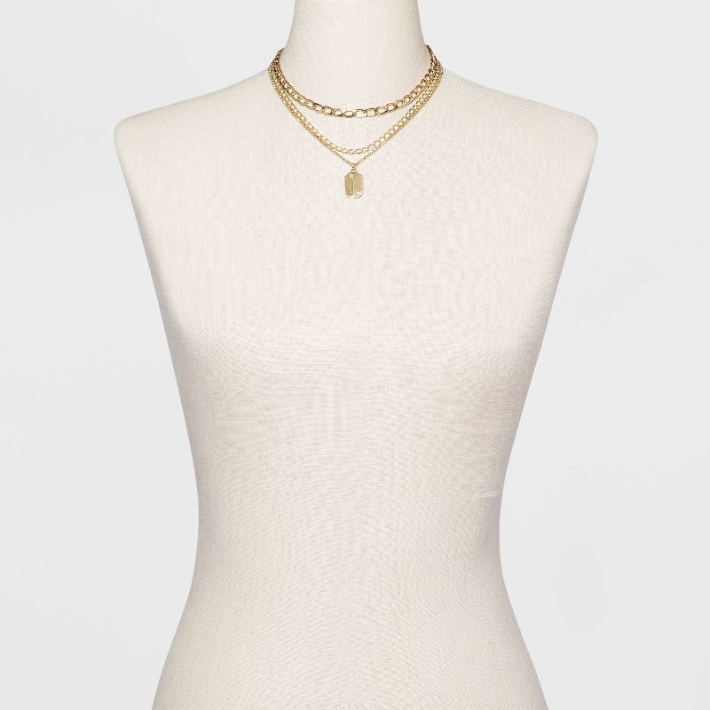 3 Row Chunky Chain Necklace - A New Day&#8482; Gold, 3 of 11