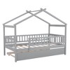 PAGED Twin Size House Shaped Bed Simple Modern Wooden Bed Frame with Headboard and Twin Size Trundle for Bedroom - 3 of 4