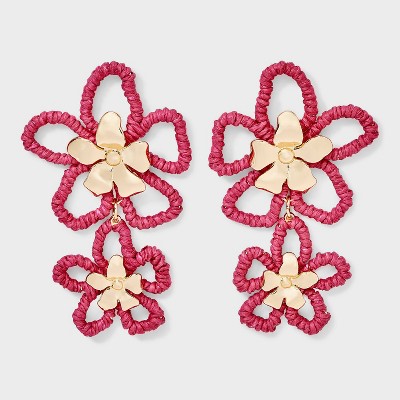 Flower Center Post Earrings - A New Day™ Pink