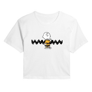 Women's - Peanuts - Charlie Brown Cropped Graphic T-Shirt - 1 of 4