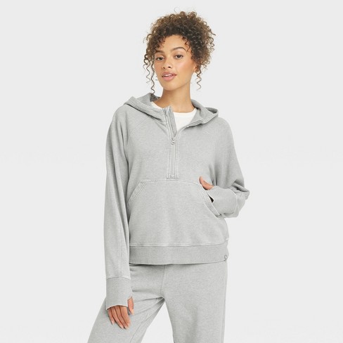 Women's 1/2 Zip Fleece Pullover - JoyLab™ Heathered Gray M