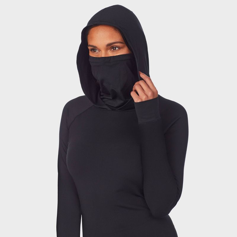 Warm Essentials by Cuddl Duds Women's Thermal Active Balaclava Top - Black, 5 of 10